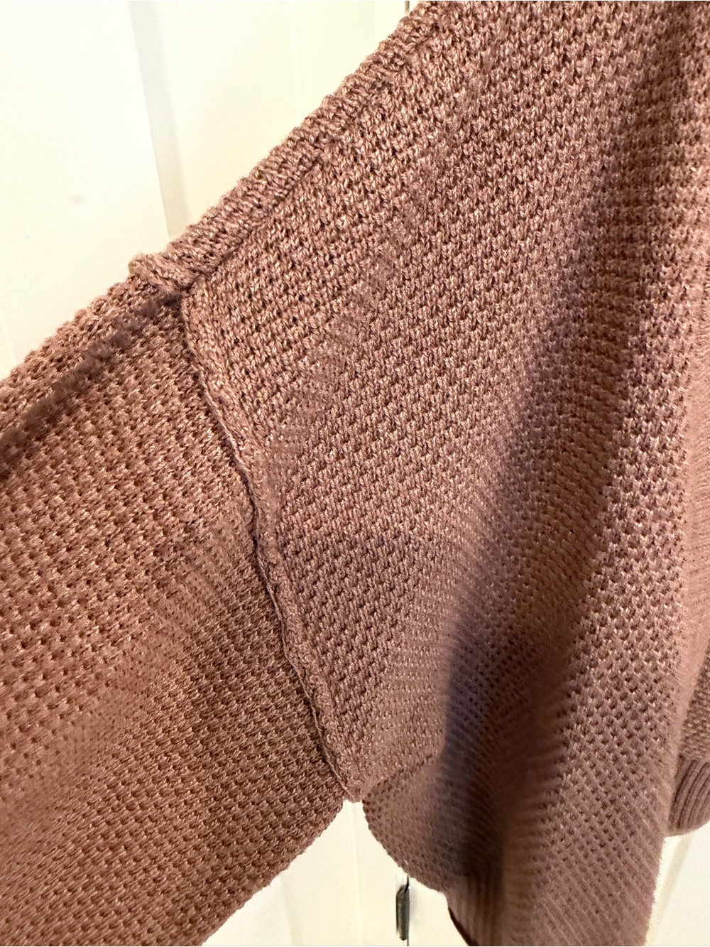 Flat White from Anthropologie Women's Open Front Chunky Cardigan Brown - Picture 3 of 5